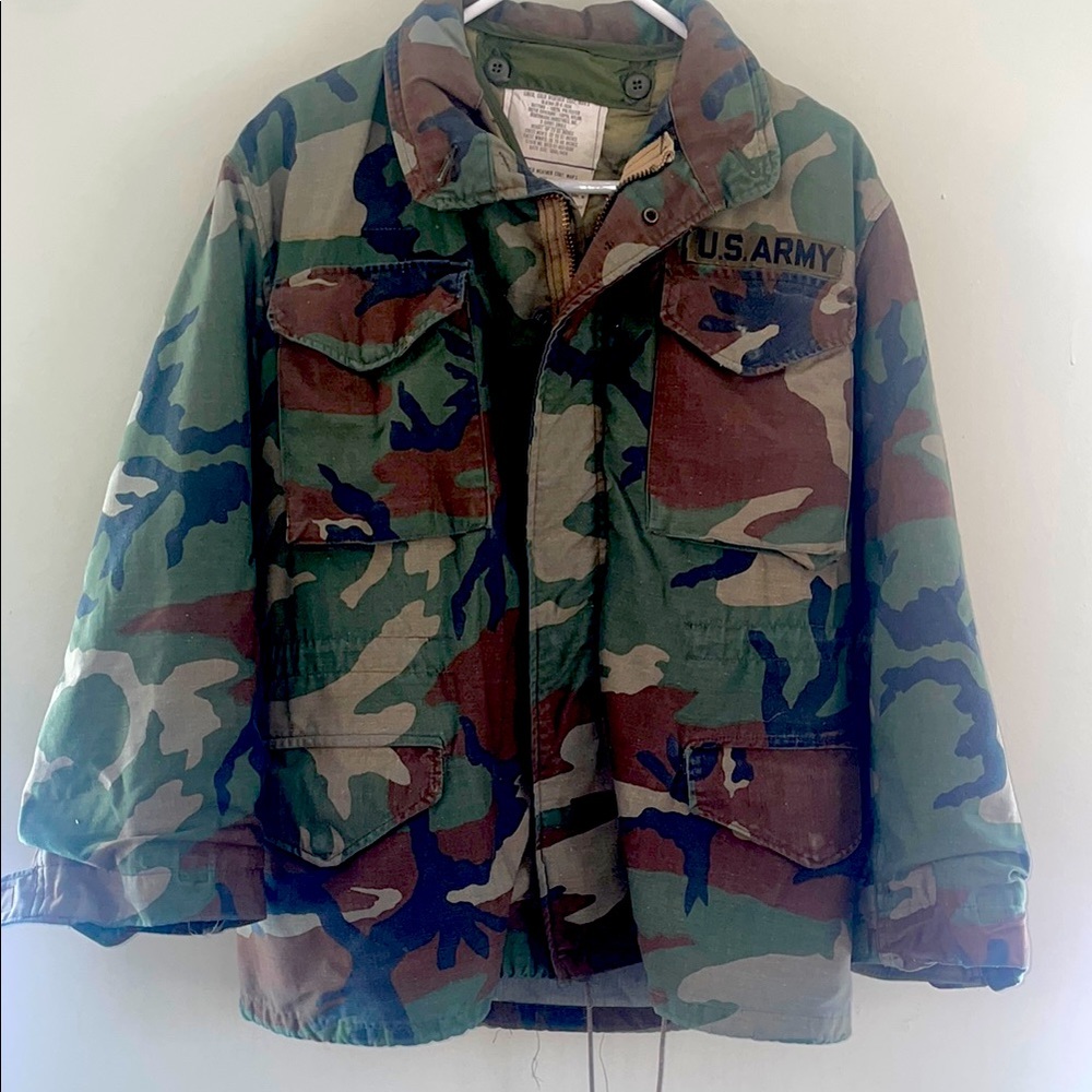 Vintage US Army Military Cold Weather Camouflage Field Jacket Sz small regular